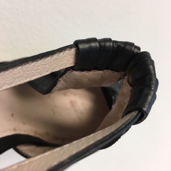 Rmk Black Leather Sandal Shoe Cone Heel Peep Toe 9 - Picture 11 of 15